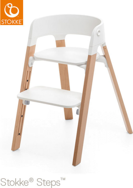 Stokke Hochstuhl Steps Bundles White Seat / Natural Legs